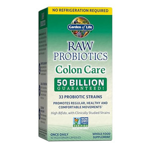 Garden of Life Probiotics for Women and Men - Raw Probiotics Colon Care 50 Billion CFU and Enzymes, Shelf Stable Once Daily Acidophilus Probiotic for