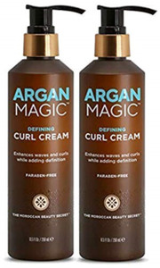 Argan Magic Defining Curl Cream - Enhances Waves & Curls While Adding Definition | Conditions, Detangles, Reduces Frizz | Enriched with Biotin | Made