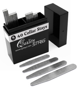 Quality Stays 40 Metal Collar Stays for Men  Stainless Steel Dress Shirt Collar Inserts in 4 Sizes