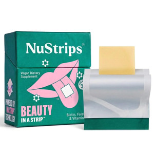 NuStrips Fast-Dissolving Beauty Strips with Biotin, Folate & Vitamin E  Hair, Skin & Nails Supplement  Supports Hair Growth & Reduces Hair Fall 