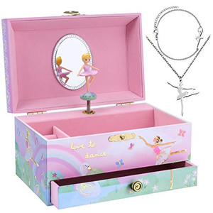 Jewelkeeper Ballerina Music Box & 3-Piece Jewelry Set - Pink Ballerina