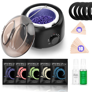 TIKESI Waxing Kit - Wax Warmer for Hair Removal, Hard Wax Kit with 14oz 5 Bags Hard Wax Beans for Full Body, Legs, Face, Eyebrows, Bikini, Brazilian