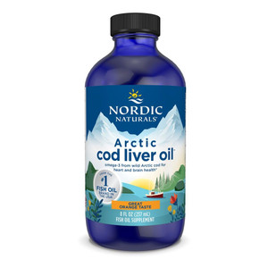 Nordic Naturals Arctic Cod Liver Oil, Orange - 8 oz - 1060 mg Total Omega-3s with EPA & DHA - Heart & Brain Health, Healthy Immunity, Overall Wellnes
