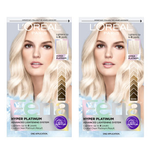 LOreal Paris Feria Hyper Platinum Hair Bleach, Lifts Up To 8 Levels, Includes Anti Brass Purple Conditioner, Hyper Platinum Blonde Hair Dye Kit, Pac