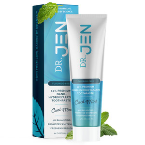 Dr. Jen Fluoride Free Toothpaste with 10% Nano Hydroxyapatite, Xylitol & Glycerin for Daily Oral Care, Remineralizing Toothpaste Designed for Sensiti