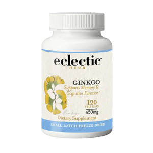 Eclectic Herb - Ginkgo Biloba Capsules | Brain Support Supplement | Cognitive Function & Circulatory Support | Focus & Memory | Vegan, Non-GMO, Glute