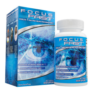 Focus Fast Brain Supplement - Improve Working Memory, Enhance Focus, Boost Cognition in as Little as 1 Hour. Caffeine/Stimulant Free Nootropic