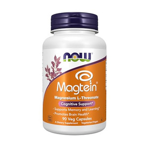 NOW Foods Supplements, Magtein with patented form of Magnesium (Mg), Cognitive Support*, 90 Veg Capsules
