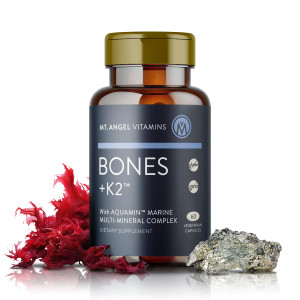 Mt. Angel Vitamins - Bones + K2, Comprehensive Bone Support Calcium Supplement, Aquamin 1600 mg, Magnesium, plus trace minerals, Vitamin K2 (MK7), Ma