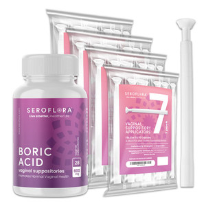 Seroflora Boric Acid 600mg Feminine Capsules, Feminine pH Support, Intimate Freshness for Women, Fast-Dissolving Capsules (30 Count) with Applicators