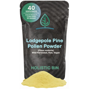 Holistic Bin Organic Pine Pollen Powder Pharmaceutical Grade, Wild Harvested, Golden Canadian Pine Pollen | Non GMO, No Additives | Pure Pollen Suppl
