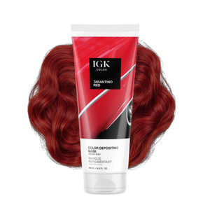 IGK Color Depositing Mask TARANTINO RED - Vibrant Ruby | Conditioning + Hydrate + Shine | Vegan + Cruelty Free | 6 Oz