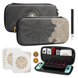 FUNDIARY Tear of The Kingdom Carrying Case for Nintendo Switch and Switch OLED, Black of Zelda Portable Travel Bag Accessories for Switch Console wit