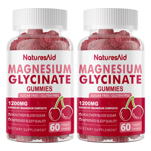 Magnesium Glycinate Gummies 1200mg - Sugar Free Magnesium Potassium Supplement with Vitamin B6, CoQ10 for Calm Mood & Sleep Support - 120 Cherry Gumm