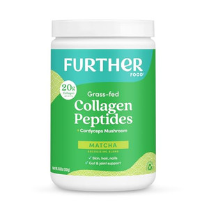 Further Food Matcha Collagen Peptides Powder - Organic Matcha & Cordyceps for All Day Energy, Mental Clarity & Immunity & Premium for Gut Health, Joi