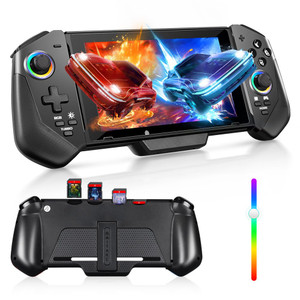 Controller for Switch/OLED Inline Gaming Handle with 6-axis Gyroscope Function RGB, Silver Hall 3D joystick, Game card storage function Controller Re