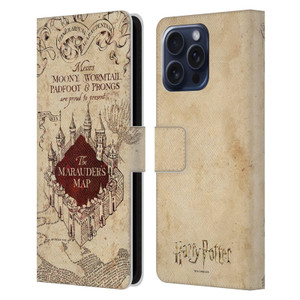 Head Case Designs Officially Licensed Harry Potter The Marauder's Map Prisoner of Azkaban II Leather Wallet Case Compatible with Apple iPhone 16 Pro