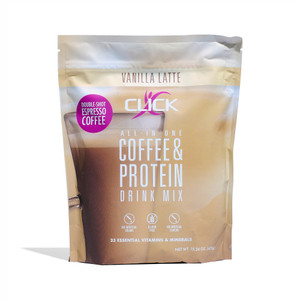 Click Coffee Protein Powder | Double Shot Espresso | 16g Protein | 23 Essential Vitamins | Low Calorie Meal Replacement | 150mg Caffeine | Gluten Fre