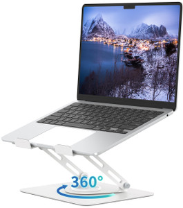 ALASHI Laptop Stand for Desk with 360° Rotating Base, Multi-Angle Adjustable Laptop Stands, Foldable Laptop Riser Compatible with 10 to 15.6 Inches P
