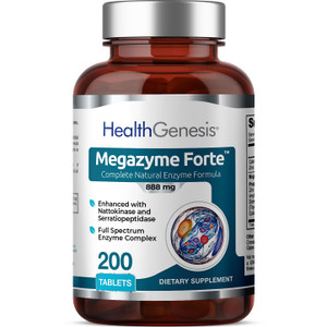 Megazyme Forte 200 Tablets - Natural Plant Proteolytic Enzymes Nattozimes Serrazimes Supports Digestive System Immune Health