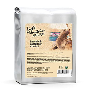 Light Mountain Henna Hair Color & Conditioner, Chestnut, Organic Henna Leaf Powder, Chemical-Free Semi-Permanent Hair Dye for Men & Women, 16 Oz