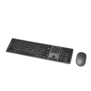 Amazon Basics Ultra Premium Wireless Keyboard and Mouse Combo - Rechargeable, Ultra Slim Design, Quiet, Full Size, Number Pad, Unifying Receiver, Bla