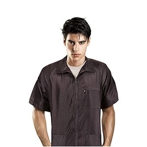 Cricket Route 66 Barber Jacket with Pockets Hair Stylist Barber Shirt Zippered Salon Professional, Black, Extra Large, XL