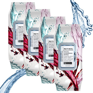 Body Prescription Makeup Cleansing Wipes - Gentle and Effective Face Wipes, 50 Count (Pack of 4), Retinol