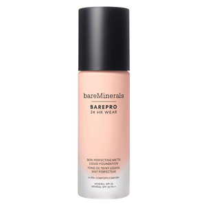 bareMinerals Barepro Performance Wear Liquid Foundation SPF 20, Breathable Makeup for Face, Full Coverage, 24HR Wear, Natural Matte Finish, Vegan (Mo