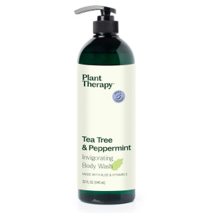 Plant Therapy Tea Tree and Peppermint Essential Oil Natural Body Wash with Pump 32 oz For all Skin Types, Sulfate Free Body Wash, For Men or Women