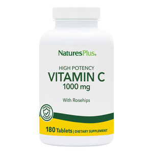 NaturesPlus Vitamin C 1000 mg with Rose Hips - 180 Tablets - Supports Immune Health, Energy & Antioxidant Protection - Vegetarian, Gluten Free - 180