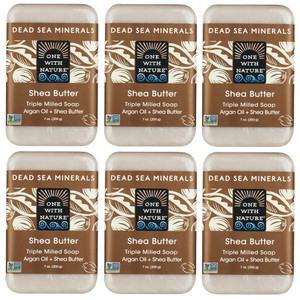 One With Nature Shea Butter Dead Sea Mineral Soap, 7 Ounce Bars (Pack of 6)