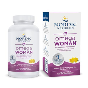Nordic Naturals Omega Woman, Lemon - 120 Soft Gels - 500 mg Omega-3 + 800 mg Evening Primrose Oil - Healthy Skin & Optimal Wellness - Non-GMO - 60 Se
