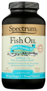 Spectrum Essentials Softgels, Fish Oil with Vitamin D, 1000 mg, 250 Count