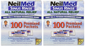 NeilMed Sinus Rinse 100 Premixed Packets  All Natural Nasal Irrigation for Sinus Relief, Moisturization, and Daily Hygiene  Drug-Free, Preservative