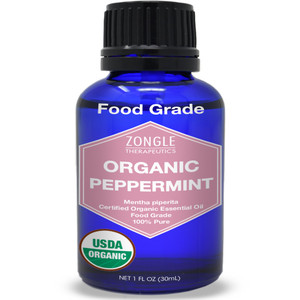 Organic, Peppermint Oil, Food Grade, Edible, for Digestion, IBS, Hair  100% Pure, Peppermint Essential Oil, Mint Oil, Safe for Ingestion, by Zongle