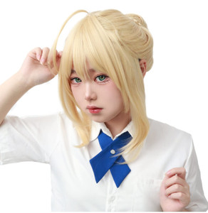 C-ZOFEK Golden Cosplay Wig with a Bun (Gold)