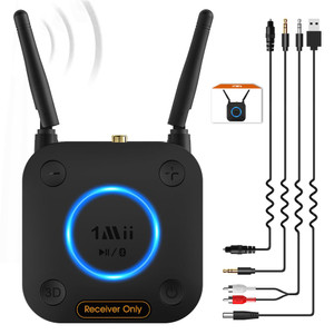 [Upgraded] 1Mii B06Pro Long Range Bluetooth Receiver, HiFi Wireless Audio Adapter, Bluetooth 5.3 Receiver with 3D Surround aptX HD Low Latency Optica