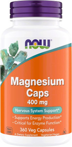 Now Supplements Magnesium 400mg - Enzyme Function*, Nervous System Support* - Magnesium Supplement for Men and Women, Kosher, Vegan, 360 Veg Capsules