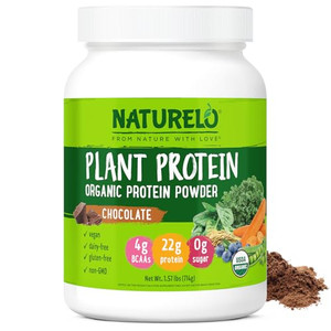 NATURELO Plant Protein Powder, Chocolate, 22g Protein - Non-GMO, Vegan, No Gluten, Dairy, or Soy - No Artificial Flavors, Synthetic Coloring, Preserv