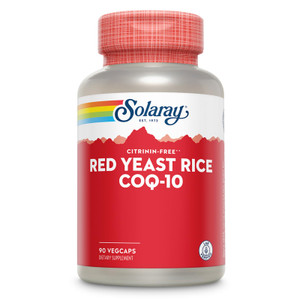 SOLARAY Red Yeast Rice Plus CoQ-10 & No-Flush Niacin Vitamin B-3, Healthy Heart & Cardiovascular Support, Non-Irradiated & Citrinin Free, 60 Day Mone