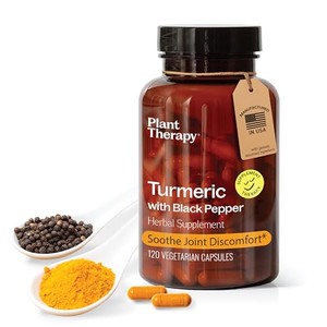 Plant Therapy Turmeric Black Pepper Supplement Capsules Manufactured in USA 4 Month Supply Supports Joint and Muscle Health Supplements for Women & M