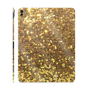 Glossy Glitter Skin Compatible with Apple iPad Pro 13 (M4) 2024 - Gold Dazzle - Premium 3M Vinyl Protective Wrap Decal Cover - Easy to Apply | Crafte