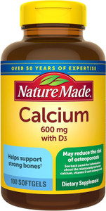 Nature Made Calcium 600 mg With Vitamin D Liquid Softgels 100 ea (Pack of 2)