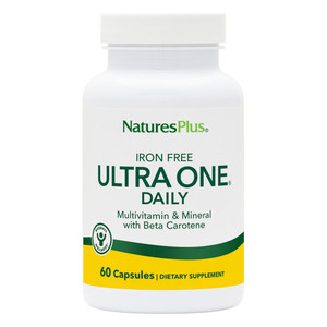 NaturesPlus Ultra One Daily Iron Free - 60 Fast-Acting Capsules - Multivitamin & Mineral with Beta Carotene - Vegan, Gluten Free - 60 Servings