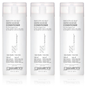 GIOVANNI Smooth As Silk Deeper Moisture Conditioner - Calms Frizz, Adds Moisture, Detangles, Wash & Go, Co Wash, Infused with Natural Botanical Ingre