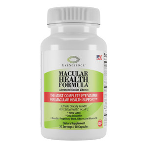 EyeScience Macular Health Formula Advanced Ocular Vitamin - Containing Lutein, Zeaxanthin, Billberry, & Vitamins C, D, E, & B6 (30 Day Supply)