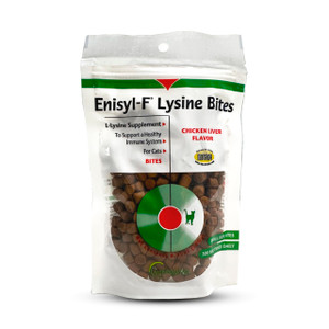 Vetoquinol Enisyl-F Lysine Bites: L-Lysine Chews for Cats & Kittens - Chicken Liver-Flavor, 6.4oz (180g) Recloseable Bag