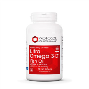 PROTOCOL FOR LIFE BALANCE Ultra Omega 3-D - 600mg EPA, 300mg DHA & 1,000 IU Vitamin D3 - Fish Oil for Brain Support - EPA DHA Omega Supplement - Non-