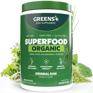 Greens+ Organic RAW Superfood Powder, Super Blend Immune Support, Morning Kick, Energy Boost, Nutrition Vibrant Health, Dietary Supplement, Vegan Soy